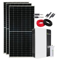 Kit Solar Rural 640kWh/mês Inversor Growatt 3,5kW 48V/220V e Bateria Lítio