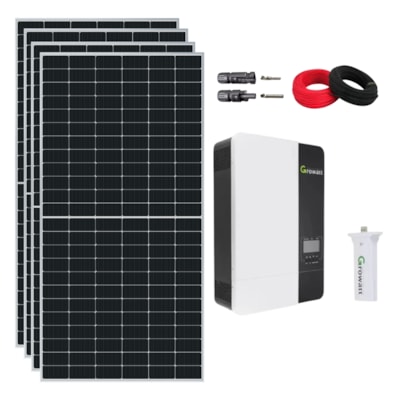 Kit Solar Rural 9.600W/dia com Inversor Carregador 3kW Growatt 48V/127V