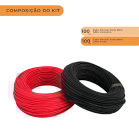 Segunda imagem do produto Kits 100 Metros Cabos Solar Fotovoltaicos 6mm 1,8kv Preto e Vermelho