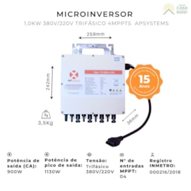 Segunda imagem do produto Microinversor 1kW 380V/220V Trifásico APsystems - YC1000-3-380