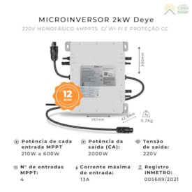 Segunda imagem do produto Microinversor Solar Deye 2kW 4MPPTs com WiFi - SUN2000G3