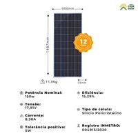 Produto Painel Solar 150W Resun Solar - RS6E 150P
