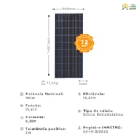 Painel Solar 150W Resun Solar - RS6E 150P Painel Solar 150W Resun Solar - RS6E 150P
