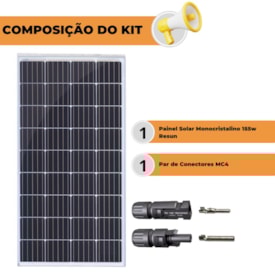 Segunda imagem do produto Painel Solar 155W Monocristalino Resun com conector MC4