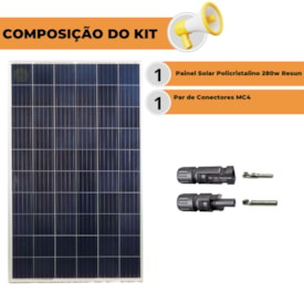 Segunda imagem do produto Painel Solar 280W Policristalino Resun e Conector MC4
