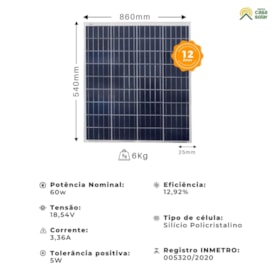 Segunda imagem do produto Painel Solar 30W 60W 80W Policristalino Resun - RSM