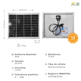 Segunda imagem do produto Painel Solar 30W Monocristalino Renepv - ZJNAC-30M