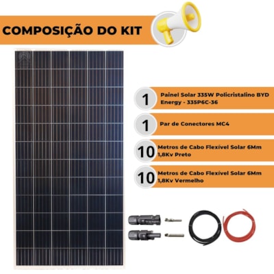 Segunda imagem do produto Painel Solar 335 W Policristalino Conector MC4 e Cabos