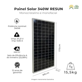 Segunda imagem do produto Painel Solar 340W Monocristalino Resun - RSM340M