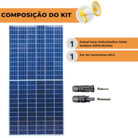 Segunda imagem do produto Painel Solar 340W Policistalino Znshine com Conector MC4