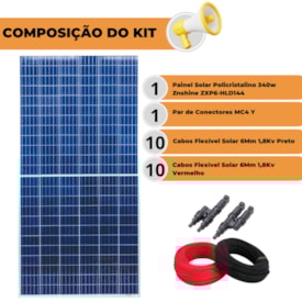 Segunda imagem do produto Painel Solar 340w Policistalino Znshine Com MC4y e Cabos