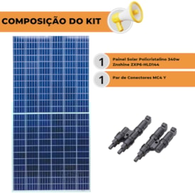 Segunda imagem do produto Painel Solar 340W Policristalino Znshine com Conector MC4y