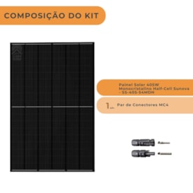 Segunda imagem do produto Painel Solar 405 W Monocristalino Half-cell Conector MC4