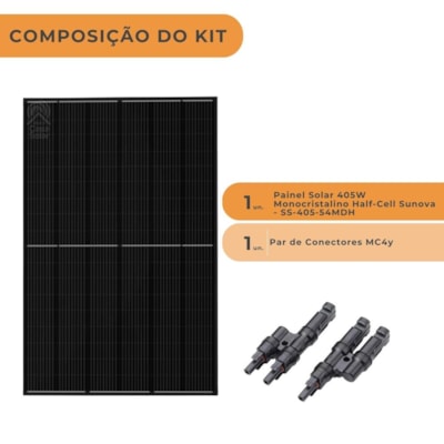 Segunda imagem do produto Painel Solar 405 W Monocristalino Half-cell Conector MC4y