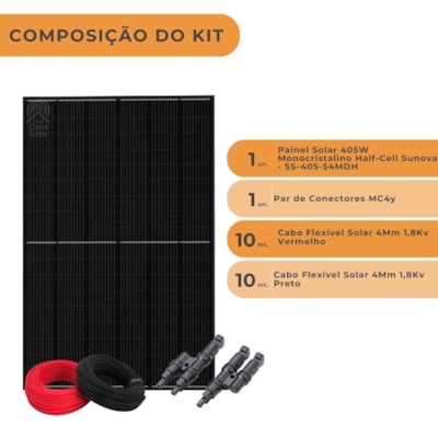 Segunda imagem do produto Painel Solar 405 W Monocristalino Half-cell MC4y Cabos