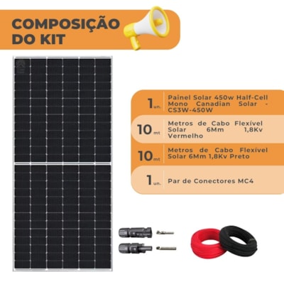 Segunda imagem do produto Painel Solar 450w Half-Cell Monocristalino Canadian MC4 Cabos