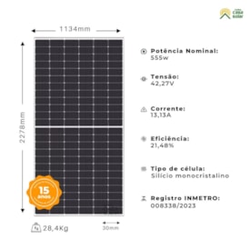Segunda imagem do produto Painel Solar 555W Mono Half-Cell (compatível 550W) OSDA - ODA555W MH-36V