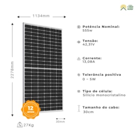 Segunda imagem do produto Painel Solar 555W Monocristalino Half-Cell Luxen - LNVU 555M
                                            
