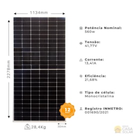 Segunda imagem do produto Painel Solar 560W Osda Half-Cell Mono (compatível 550w) - ODA560-36V-MH