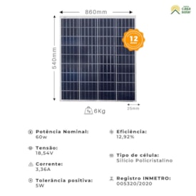 Segunda imagem do produto Painel Solar 60W Policristalino Resun - RSM060P
                                            