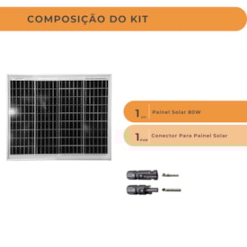 Segunda imagem do produto Painel Solar 80W Monocristalino com Conector