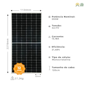 Segunda imagem do produto Painel Solar Canadian 555W Monocristalino Half-Cell (compativel 550W) - CS6W 555MS