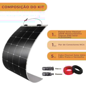 Segunda imagem do produto Painel Solar Flexível 250W com Conector MC4 e Cabos