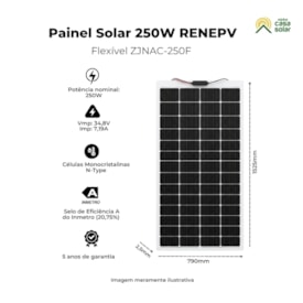 Segunda imagem do produto Painel Solar Flexível 250W Monocristalino Renepv - ZJNAC-250F