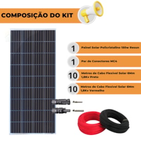 Segunda imagem do produto Painel Solar Monocristalino 150W Conector Mc4 Cabos
