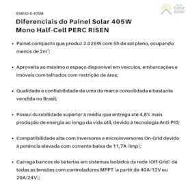 Segunda imagem do produto Painel Solar Monocristalino 405W Half-Cell Risen - RSM40-8-405M