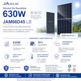 Segunda imagem do produto Painel Solar Monocristalino 615W JA Solar JAM66D45-615/LB