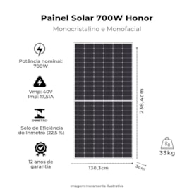 Segunda imagem do produto Painel Solar Monocristalino 700W Half-Cell Honor HY-M12/132H-700