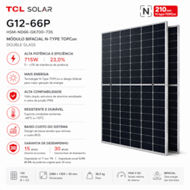 Segunda imagem do produto Painel Solar Monocristalino 715W Bifacial TCL Solar HSM-ND66-GK715