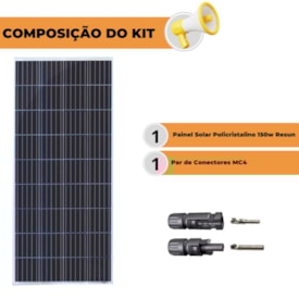 Segunda imagem do produto Painel Solar Policristalino 150W Resun com Conector MC4