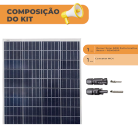 Segunda imagem do produto Painel Solar Policristalino 60W Conector Mc4
