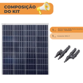 Segunda imagem do produto Painel Solar Policristalino 60W Resun com Conector MC4Y
