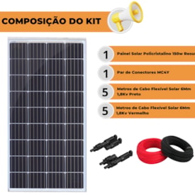Segunda imagem do produto Placa Solar 150W Policristalino Conector MC4Y e Cabos