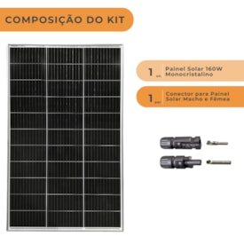 Segunda imagem do produto Placa Solar Monocristalino 160W com Conector