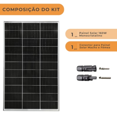 Segunda imagem do produto Placa Solar Monocristalino 160W com Conector