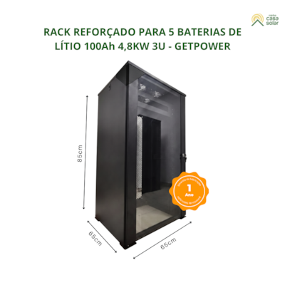 Segunda imagem do produto Rack Até 5 Baterias de Lítio 4,8kW 24U Getpower RACK LV 5