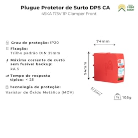 Segunda imagem do produto Refil Plugue p/ Protetor De Surto DPS CA 175V 45kA Clamper