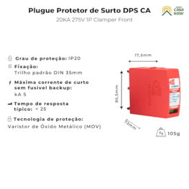 Segunda imagem do produto Refil Plugue p/ Protetor de Surto DPS CA 275V 20kA Clamper