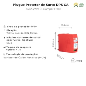 Segunda imagem do produto Refil Plugue p/ Protetor De Surto DPS CA 275V 45kA Clamper