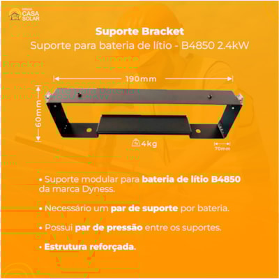 Segunda imagem do produto Suporte Bracket para Bateria de Lítio B4850 2.4kW