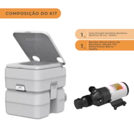 Segunda imagem do produto Vaso Sanitário Químico Portátil C/ Bomba Maceradora 12V 45LPM